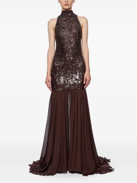 Atu Body Couture sequinned high-neck dress Brown AT25101