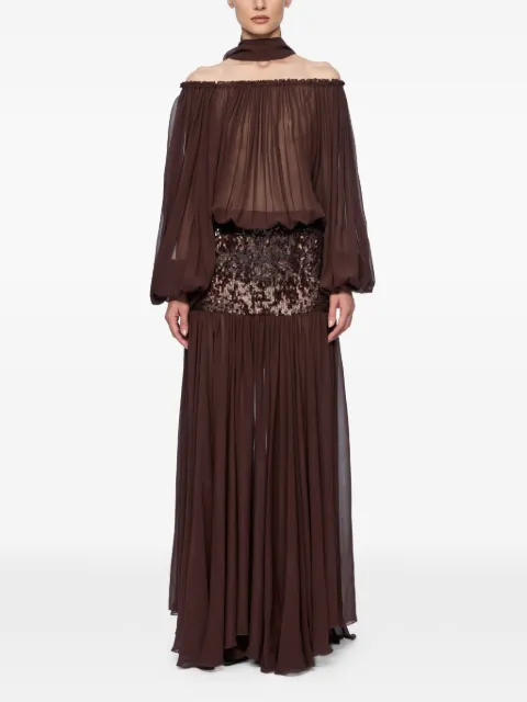 Atu Body Couture sequin-embellished off-shoulder dress Brown AT25102