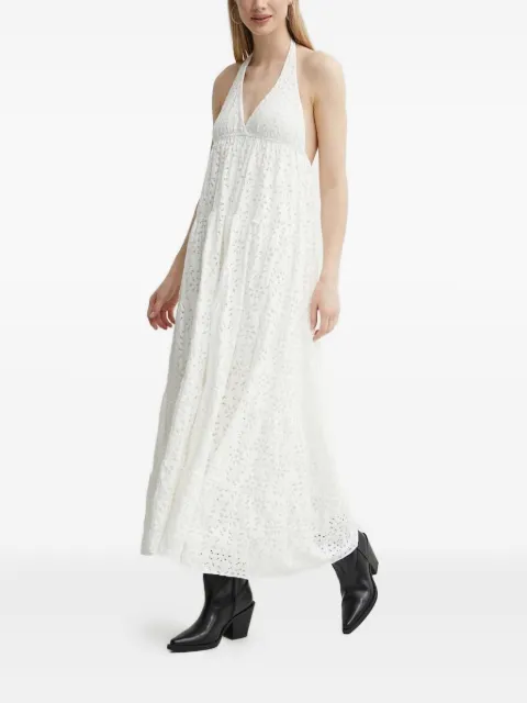Desigual eyelet-embroidery halterneck maxi dress White 24SWVK46