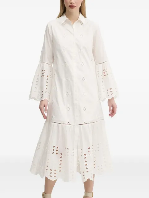 Desigual eyelet-embroidered bell-sleeve midi dress White 25SWVW06
