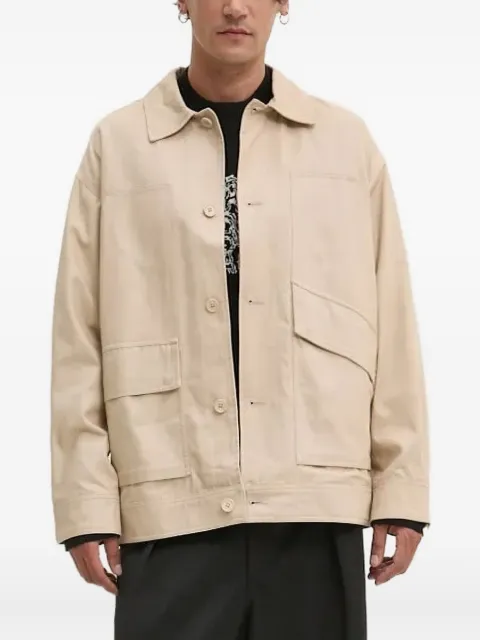 Desigual embroidered-details buttoned shirt jacket Neutrals 24WMEW10