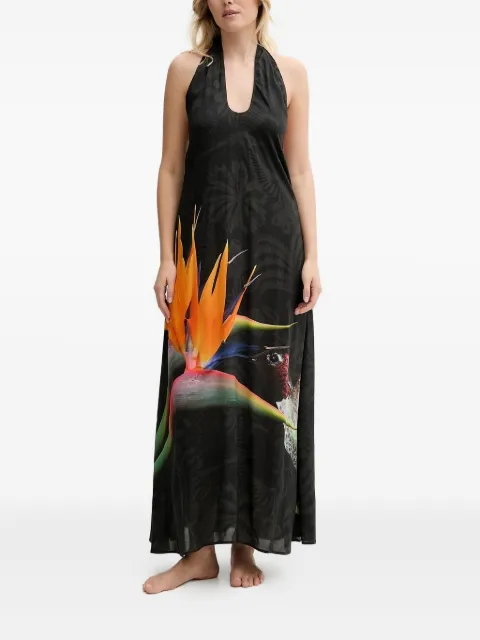 Desigual flower-print halterneck maxi dress Black 25SWMW11