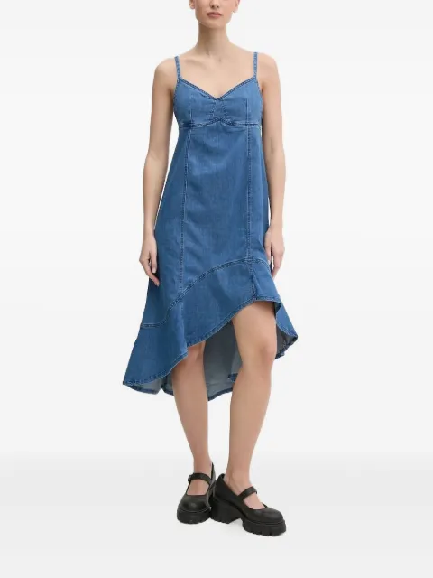 Desigual asymmetric ruffled denim midi dress Blue 25SWVD07