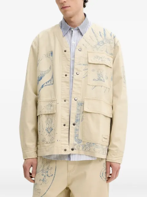 Desigual drawing-print flap-pocket jacket Neutrals 25SMEW08