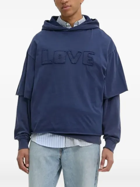 Desigual love-patches double-layer hoodie Blue 24WMSK19