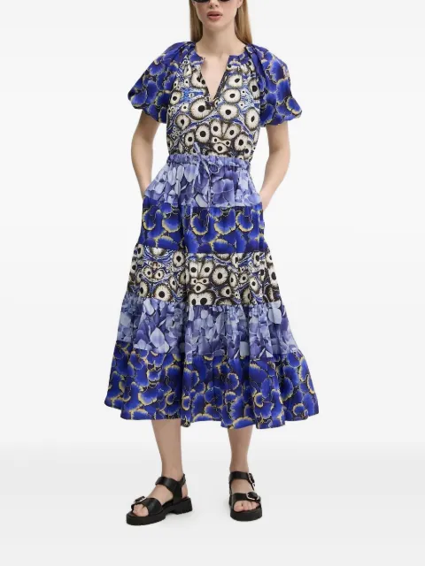 Desigual puff-sleeve tiered dress Blue 25SWVW02