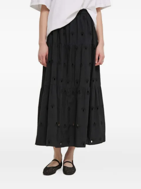 Desigual eyelet-embroidered tiered maxi skirt Black 24SWFW05