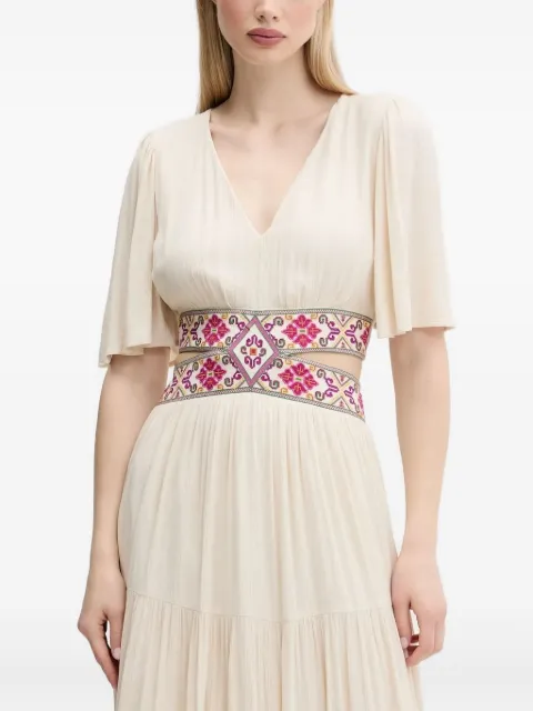 Desigual embroidered-strap tiered maxi dress Neutrals 25SWVW98