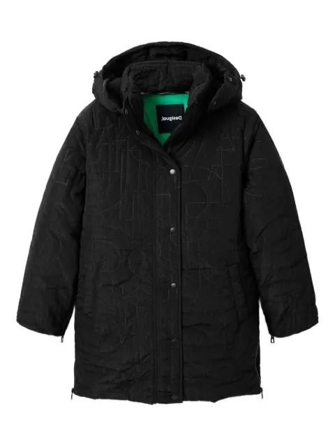 Desigual quilted-logo padded coat Black 23WWEW17