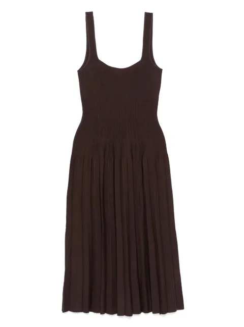 STAUD Ellison pleated-ribbed midi dress Brown R25P2267VN