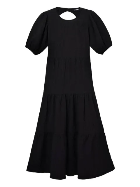 Desigual puff-sleeve open-back midi dress Black 23SWVW45