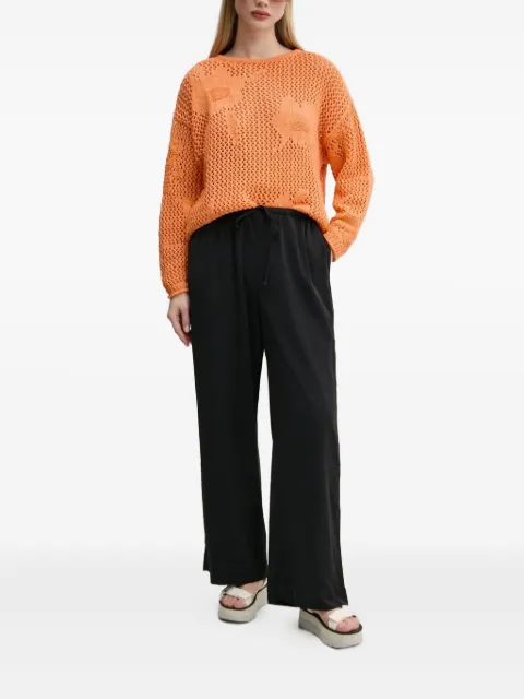 Desigual flower-pattern open-knit sweater Orange 25SWJF26