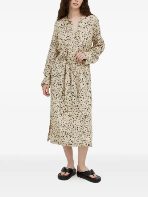 Drykorn Aidana belted print midi dress Neutrals 60509152126