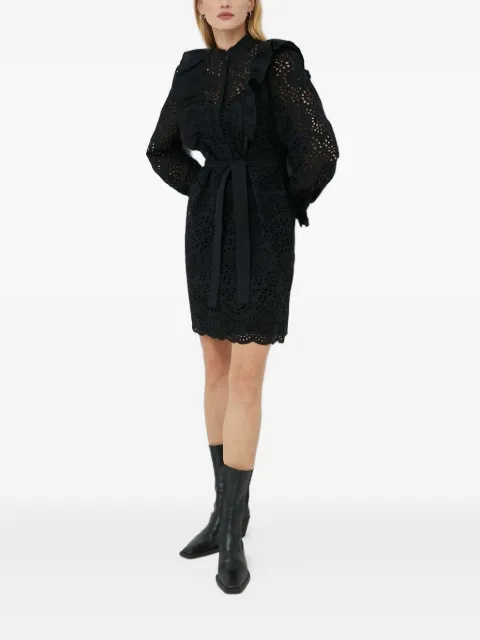 Bruuns Bazaar eyelet-embroidery ruffle mini day dress Black BBW3197