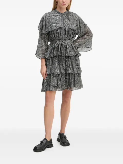 Bruuns Bazaar pleated ruffled mini dress Black BBW4293