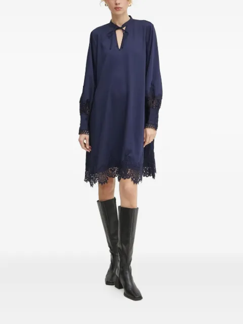 Bruuns Bazaar lace-trimmed button-cuff midi dress Blue BBW4269