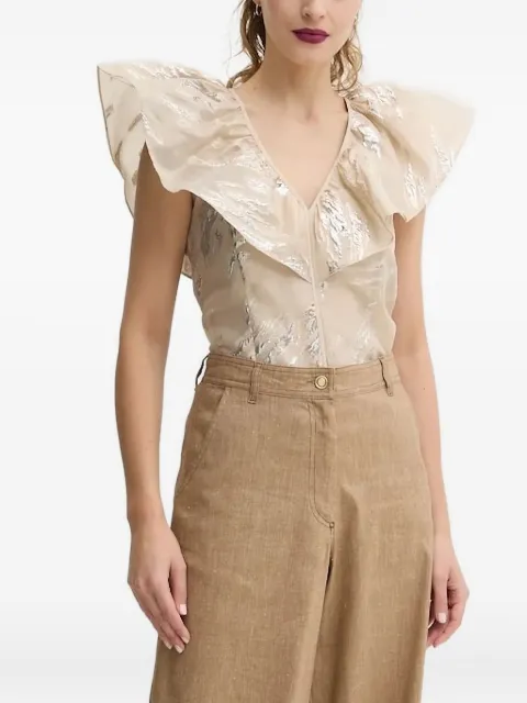 Bruuns Bazaar metallic-detail ruffled blouse Neutrals BBW4450
