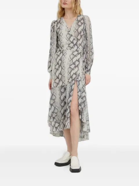 Bruuns Bazaar snakeskin-print wrap midi dress Neutrals BBW3497