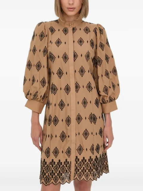 Bruuns Bazaar embroidered puff-sleeve mini dress Neutrals BBW2805