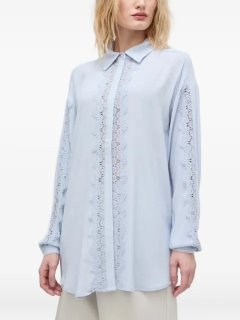 Bruuns Bazaar lace-insert belted shirt Blue BBW3810