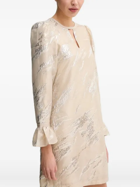 Bruuns Bazaar metallic-details puff-sleeve mini dress Neutrals BBW4451
