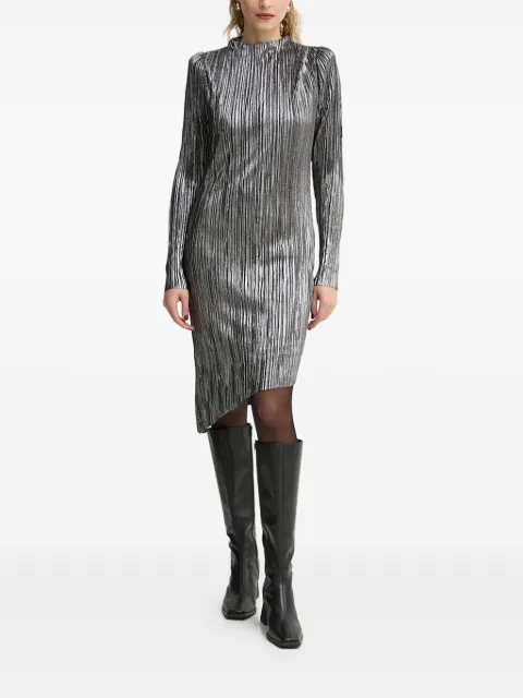 Bruuns Bazaar pleated puff-sleeve midi dress Silver BBW3707