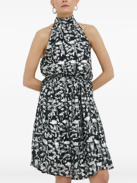 Bruuns Bazaar abstract-print halterneck midi dress Black BBW3130