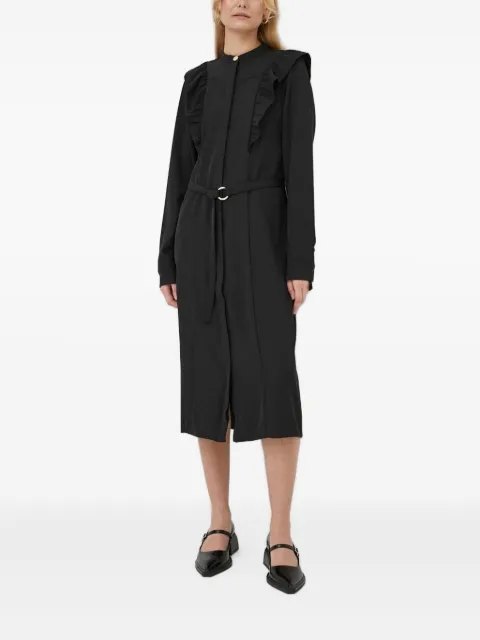 Bruuns Bazaar ruffle-detail belted midi dress Black BBW3820