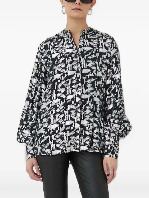 Bruuns Bazaar geometric-print long-sleeved blouse White BBW3128