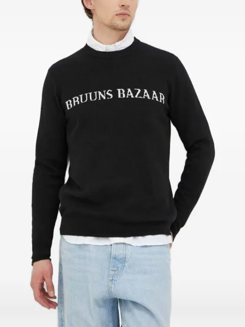 Bruuns Bazaar logo-intarsia crew-neck sweater Black BBM1516