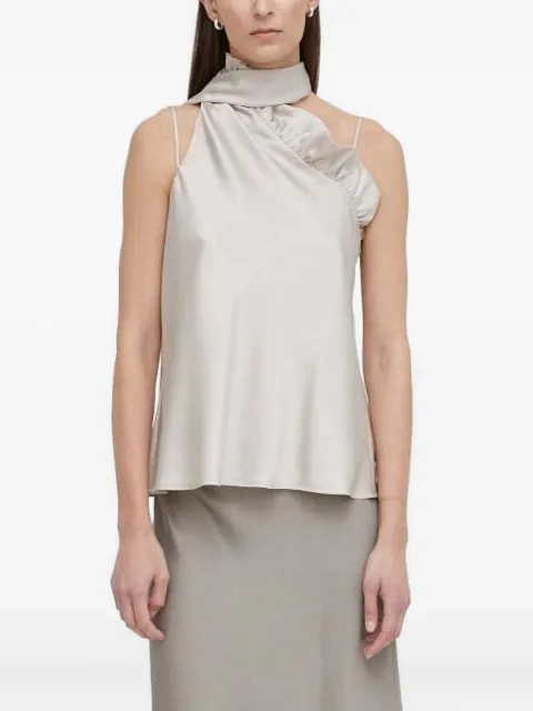 Bruuns Bazaar ruffled asymmetric-neck blouse Neutrals BBW3902