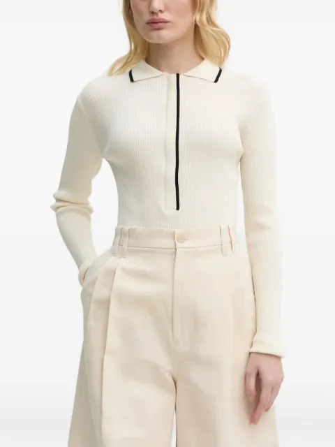 Bruuns Bazaar ribbed polo neck cardigan White BBW3653