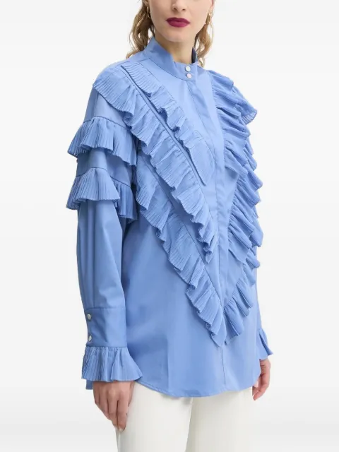 Bruuns Bazaar pleated ruffle blouse Blue BBW4421