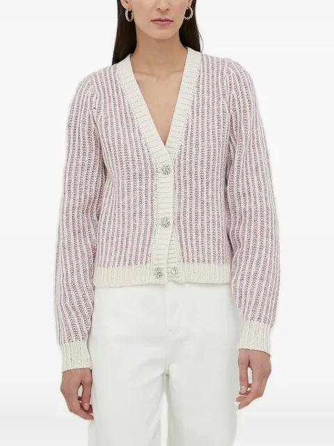 Bruuns Bazaar ribbed jewel-button cardigan Purple BBW3358