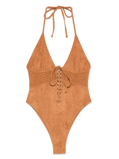 Frankies Bikinis x Bella Hadid Barrel swimsuit Brown 12169SD