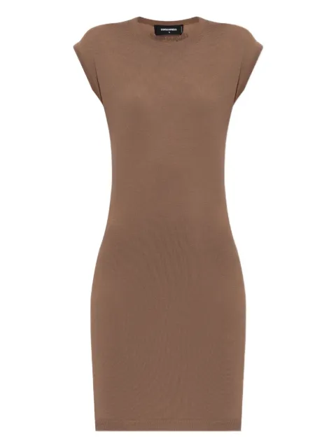 DSQUARED2 logo-embroidered bodycon dress Brown S75CV0947D13141