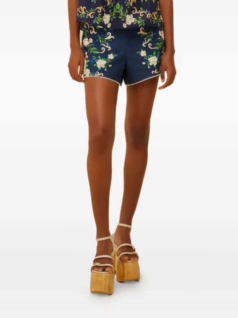 FARM Rio Flower Tapestry belted shorts Blue 336620
