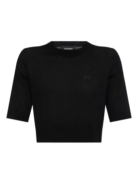 DSQUARED2 logo-embroidered short-sleeve knit top Black S75HA1383S18310