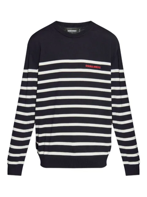 DSQUARED2 logo-detail striped sweater Blue S74HA1560D13153