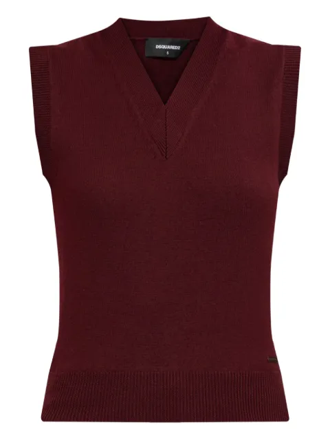 DSQUARED2 V-neck sleeveless wool top Red S75HA1381D13139