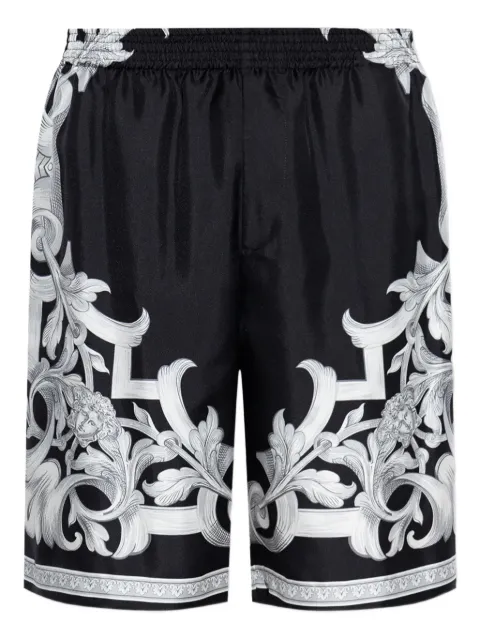 Versace Barocco-print silk shorts Black 10024761A14713