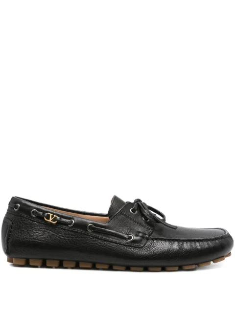 Valentino Garavani Fastaway leather lace-up boat shoes Black YS0J68FKL