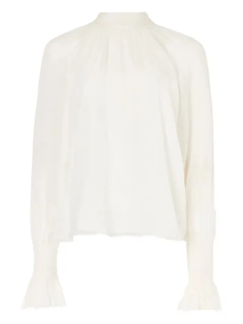 Temperley London Quintette high-neck ruffled-cuff blouse White 00COQUN53825