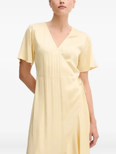 Gant wrap ruffled-sleeve asymmetrical dress Yellow 4503403
