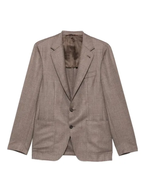 Canali herringbone patch-pocket jacket Brown 24275CU05772