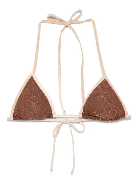 MC2 Saint Barth Leah lurex triangle bikini top Brown LEAHSTRING