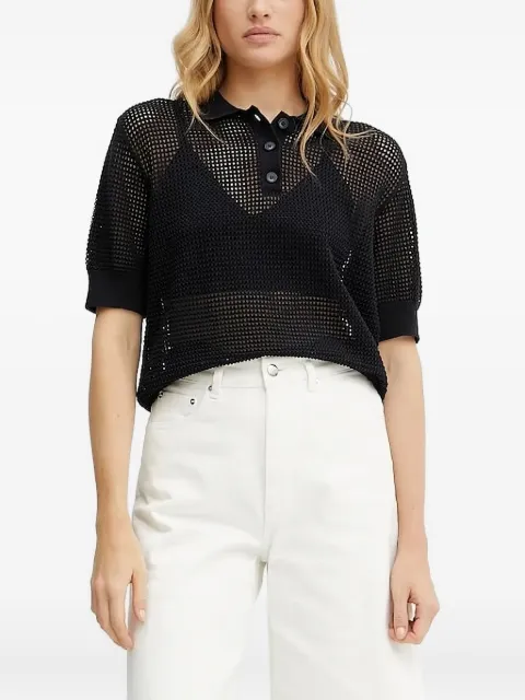 IVY OAK Flo mesh-panel polo top Black IO113164