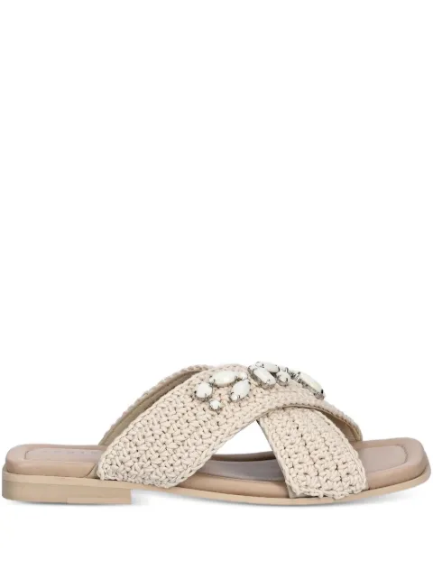 Inuikii cross-strap embellished slides Neutrals PAMP001