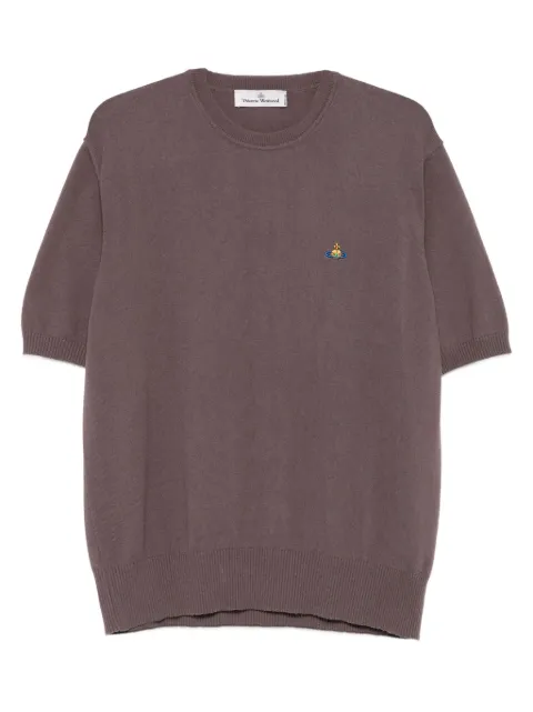 Vivienne Westwood logo-embroidered short-sleeve sweater Brown 27010013Y001V
