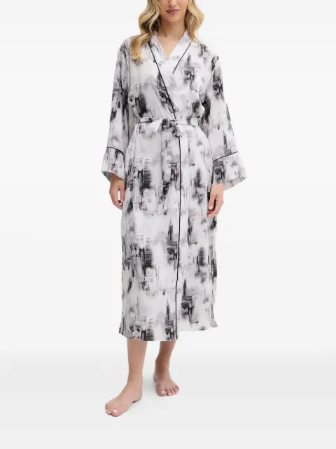 DKNY abstract-print belted robe White YI20053